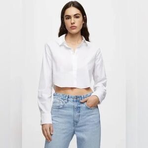 Abercrombie & Fitch White Button Up Crop Top